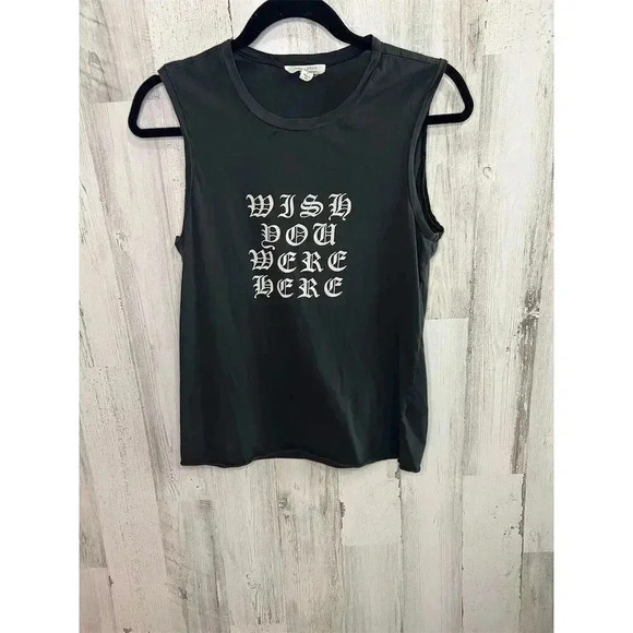 Nili Lotan Women's Black Graphic Muscle Tee "Wish You Were‎ Here" Size S - Picture 2 of 8